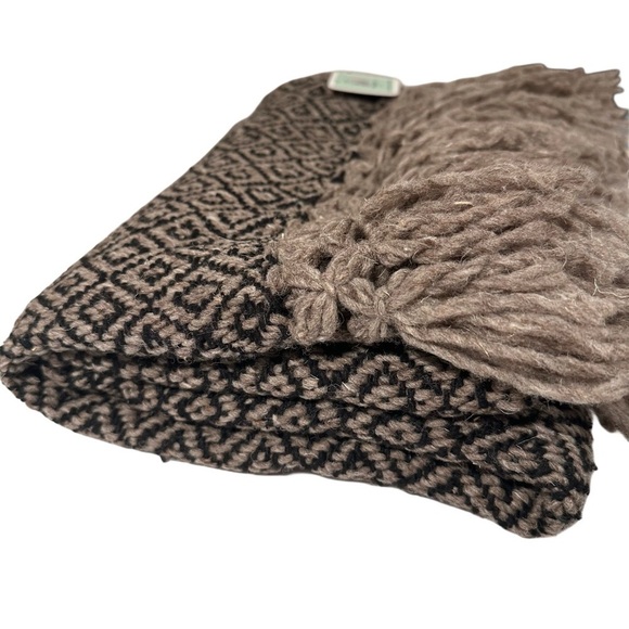 Mexican Rebozo Shawl in Brown on Brown 100% Natural Raw Wool, Large Winter Wrap - Picture 13 of 16